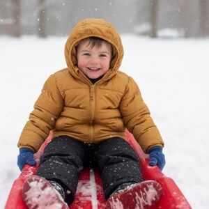 Old Navy Mustard Hooded Puffer Jacket